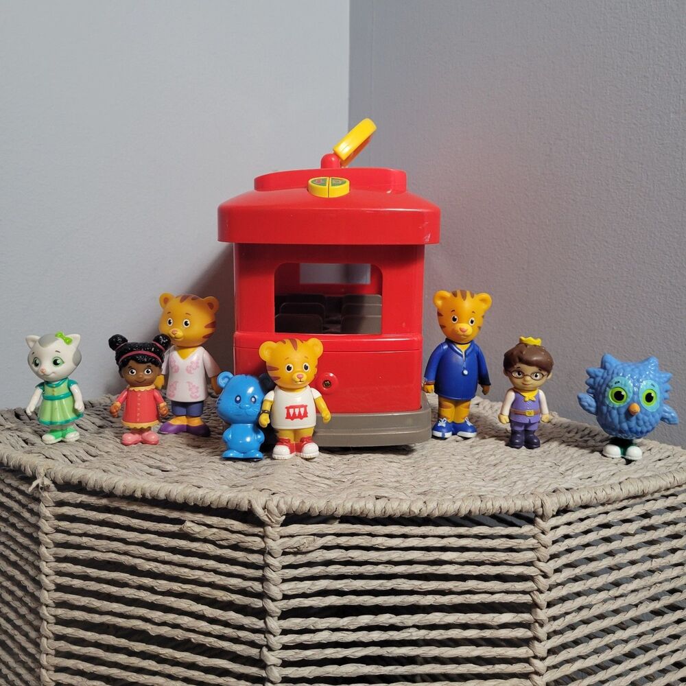 Daniel Tiger Trolley & Family & Friends Figures Toy Lot - 9 Toys in Bundle